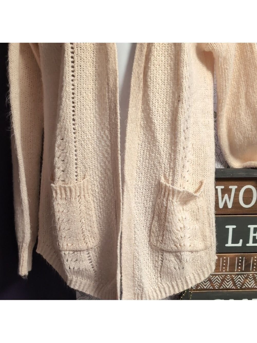 Candie's Soft Peach Open-Front Cardigan - Picture 4 of 5